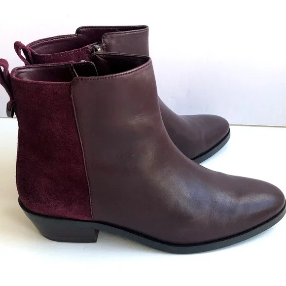 COACH Carmen Ankle Boots Semi Matte Calf Leather/Suede Oxblood Burgundy Size 7.5 - Picture 3 of 8